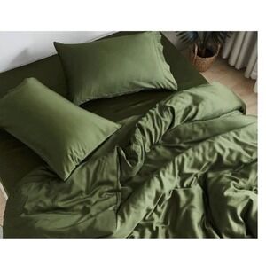 NWT Doz Sijo Core Bamboo Fitted Sheet + 2 Cases Forest Queen 3pc Luxury Bedding